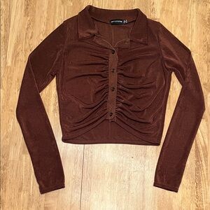 PrettyLittleThing Brown Long Sleeve Top